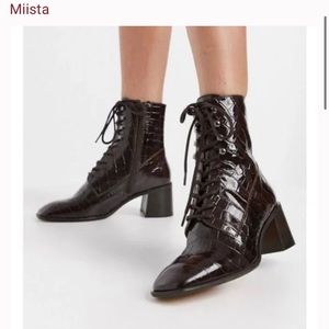 E8 by Miista Emma Croc Lace-up Boot in Brown